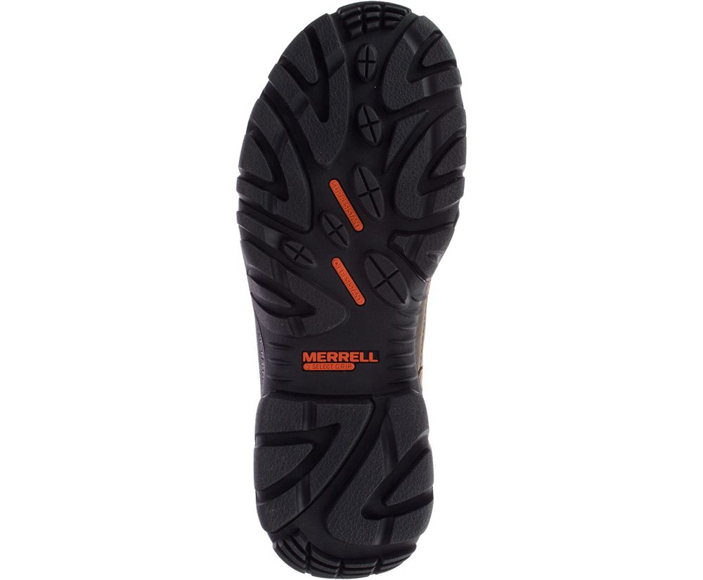 Kozaki Merrell Męskie Brązowe - Strongfield Skórzane 8\" Thermo Waterproof Comp Toe - 623057-GWH